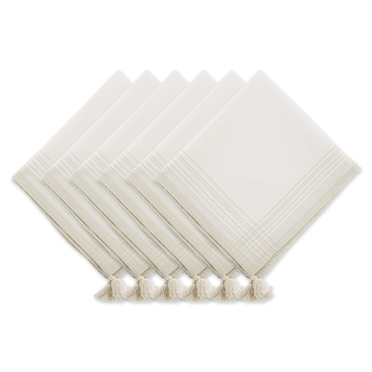 DII® Natural Variegated Stripe with Tassel Cloth Dinner Napkins, 6ct.